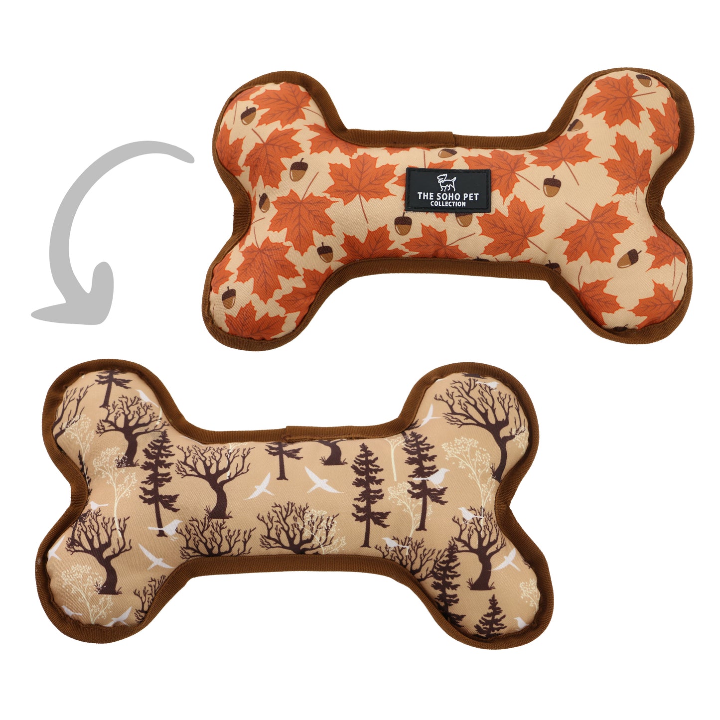 Dog Toy - Soho Reversible Bone Maple Leaf & Woodland