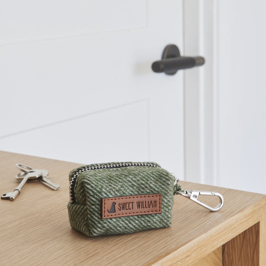 Tweed Dog Poo Holder - Green