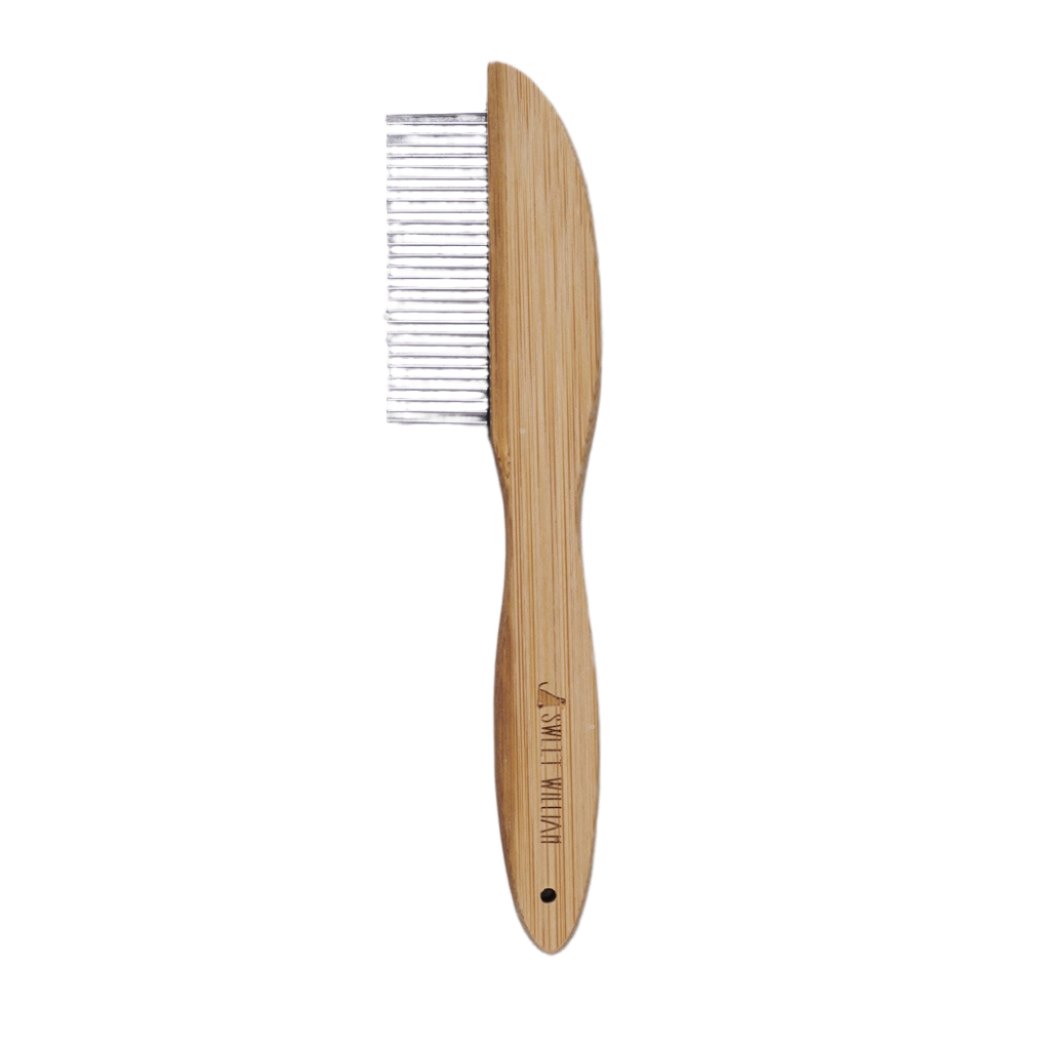 Bamboo Dog Comb - Metal Single Sided