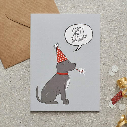 Happy Birthday Card - Staffie