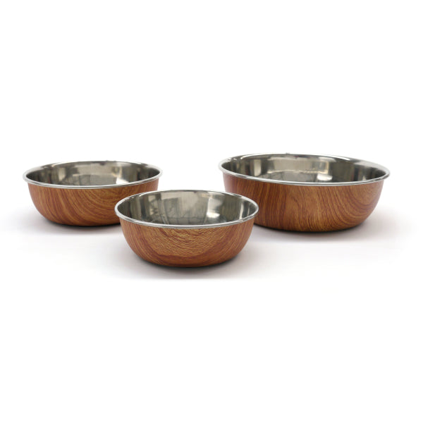 Wood Effect Steel Pet Bowl